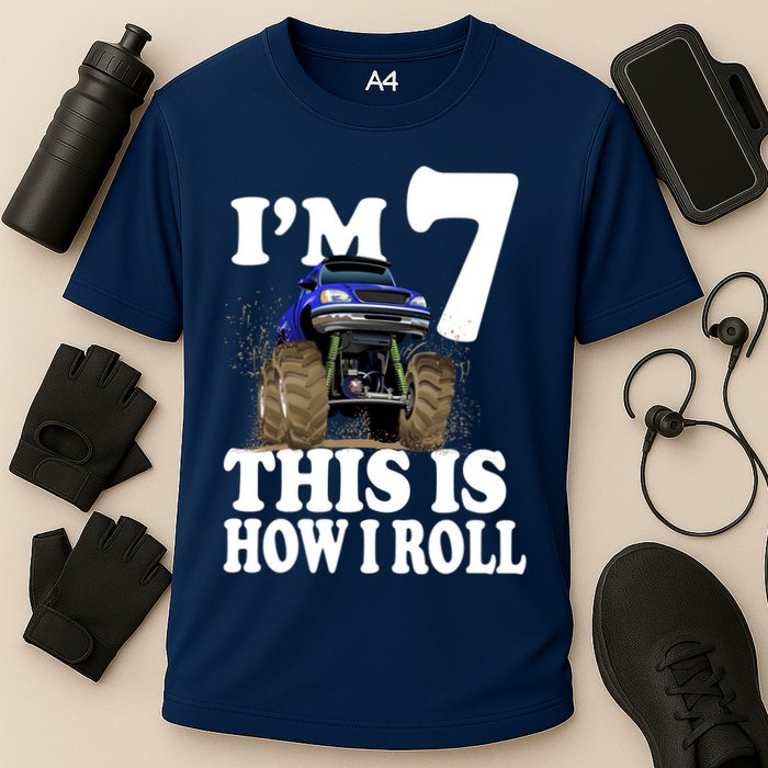 I'm 7 This Is How I Roll Monster Truck Cooling Performance Crew T-Shirt
