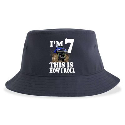 I'm 7 This Is How I Roll Monster Truck Sustainable Bucket Hat
