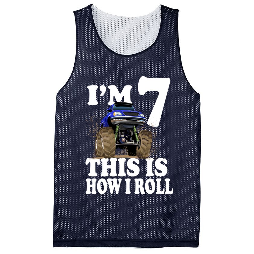 I'm 7 This Is How I Roll Monster Truck Mesh Reversible Basketball Jersey Tank