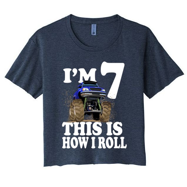 I'm 7 This Is How I Roll Monster Truck Crop Top