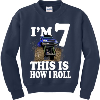 I'm 7 This Is How I Roll Monster Truck Kids Sweatshirt