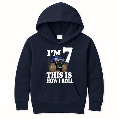 I'm 7 This Is How I Roll Monster Truck Kids Hoodie