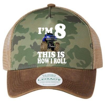 I'm 8 This Is How I Roll Monster Truck Legacy Tie Dye Trucker Hat