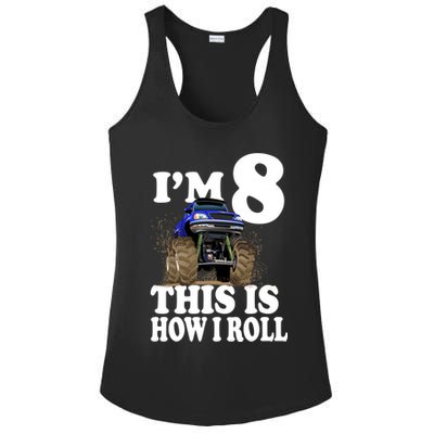 I'm 8 This Is How I Roll Monster Truck Ladies PosiCharge Competitor Racerback Tank