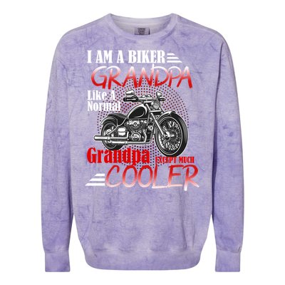 I'm A Biker Grandpa Except Much Cooler Colorblast Crewneck Sweatshirt