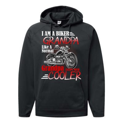 I'm A Biker Grandpa Except Much Cooler Performance Fleece Hoodie