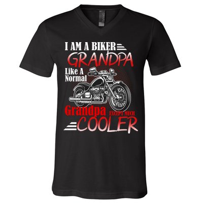 I'm A Biker Grandpa Except Much Cooler V-Neck T-Shirt