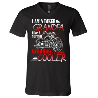 I'm A Biker Grandpa Except Much Cooler V-Neck T-Shirt