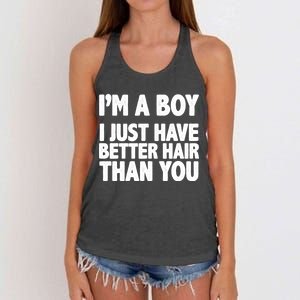 I'm A Boy I Just Have Better Hair Then You Women's Knotted Racerback Tank