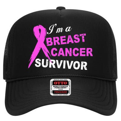 I'm A Breast Cancer Survivor High Crown Mesh Back Trucker Hat