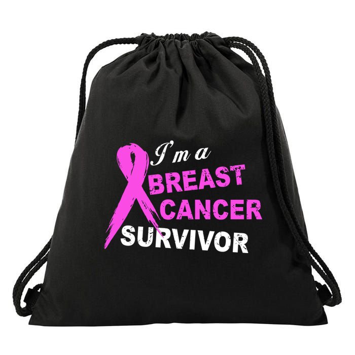 I'm A Breast Cancer Survivor Drawstring Bag