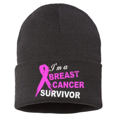 I'm A Breast Cancer Survivor Sustainable Knit Beanie