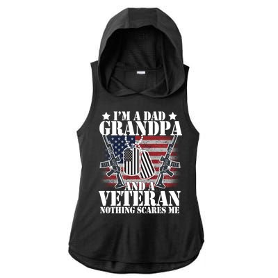 I'm A Dad Grandpa Veteran Nothing Scares me Ladies PosiCharge Tri-Blend Wicking Draft Hoodie Tank