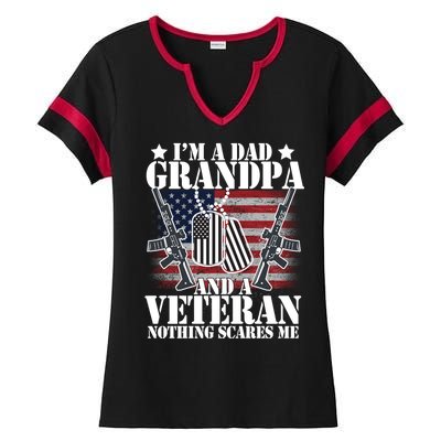 I'm A Dad Grandpa Veteran Nothing Scares me Ladies Halftime Notch Neck Tee