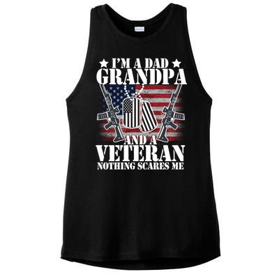 I'm A Dad Grandpa Veteran Nothing Scares me Ladies PosiCharge Tri-Blend Wicking Tank