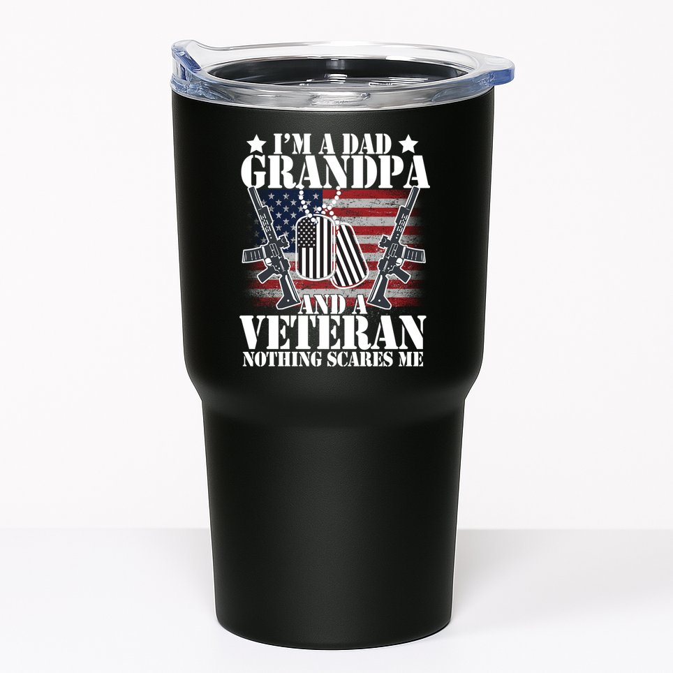 I'm A Dad Grandpa Veteran Nothing Scares me Tumbler