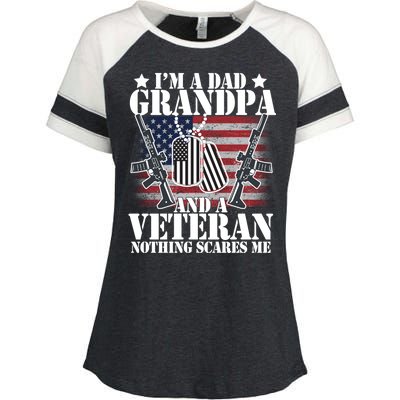 I'm A Dad Grandpa Veteran Nothing Scares me Enza Ladies Jersey Colorblock Tee