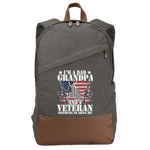 I'm A Dad Grandpa Veteran Nothing Scares me Cotton Canvas Backpack