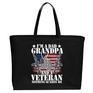 I'm A Dad Grandpa Veteran Nothing Scares me Cotton Canvas Jumbo Tote