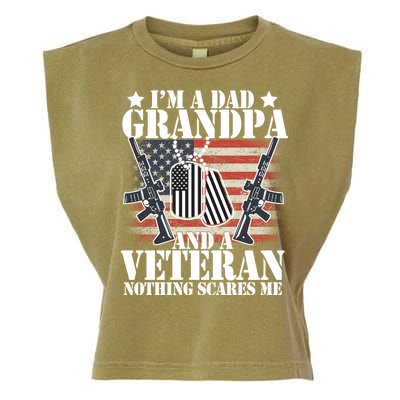 I'm A Dad Grandpa Veteran Nothing Scares me Garment-Dyed Women's Muscle Tee