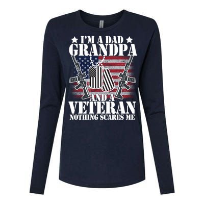 I'm A Dad Grandpa Veteran Nothing Scares me Womens Cotton Relaxed Long Sleeve T-Shirt