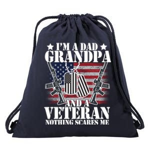 I'm A Dad Grandpa Veteran Nothing Scares me Drawstring Bag