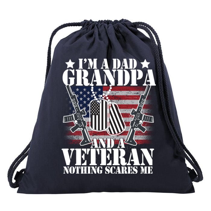 I'm A Dad Grandpa Veteran Nothing Scares me Drawstring Bag