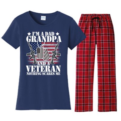 I'm A Dad Grandpa Veteran Nothing Scares me Women's Flannel Pajama Set