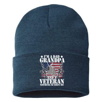 I'm A Dad Grandpa Veteran Nothing Scares me Sustainable Knit Beanie