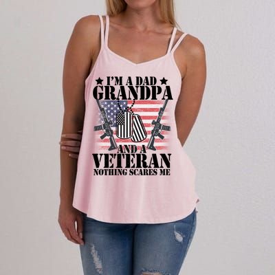 I'm A Dad Grandpa Veteran Nothing Scares me Women's Strappy Tank