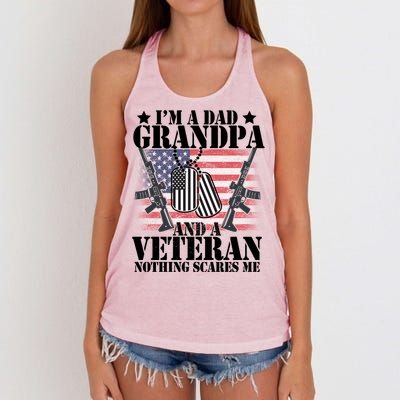 I'm A Dad Grandpa Veteran Nothing Scares me Women's Knotted Racerback Tank