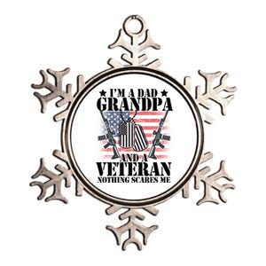 I'm A Dad Grandpa Veteran Nothing Scares me Metallic Star Ornament