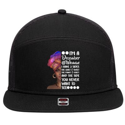 I'm A December Woman Cute Birthday 7 Panel Mesh Trucker Snapback Hat