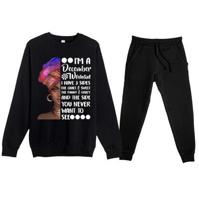 I'm A December Woman Cute Birthday Premium Crewneck Sweatsuit Set