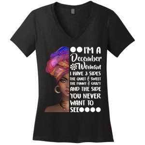 I'm A December Woman Cute Birthday Women's V-Neck T-Shirt