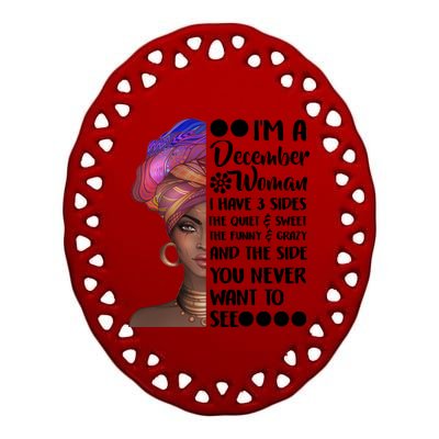 I'm A December Woman Cute Birthday Ceramic Oval Ornament