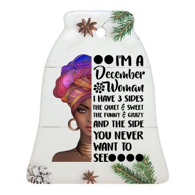 I'm A December Woman Cute Birthday Ceramic Bell Ornament