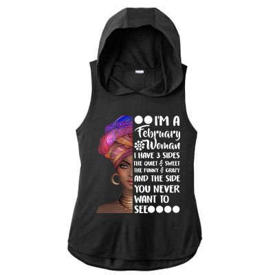 I'm A February Woman Ladies PosiCharge Tri-Blend Wicking Draft Hoodie Tank