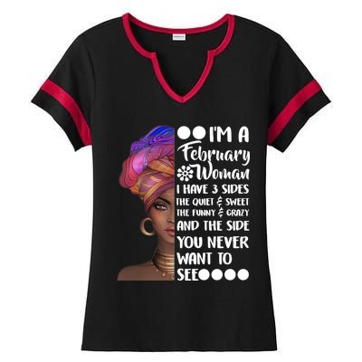 I'm A February Woman Ladies Halftime Notch Neck Tee