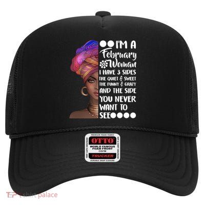 I'm A February Woman High Crown Mesh Back Trucker Hat
