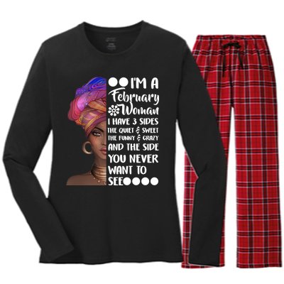 I'm A February Woman Women's Long Sleeve Flannel Pajama Set 