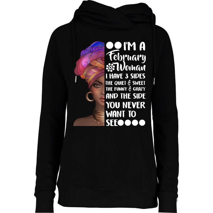 I'm A February Woman Womens Funnel Neck Pullover Hood