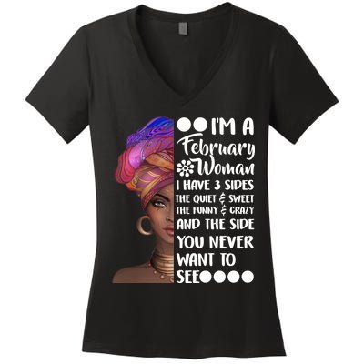 I'm A February Woman Women's V-Neck T-Shirt