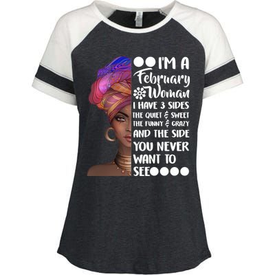 I'm A February Woman Enza Ladies Jersey Colorblock Tee