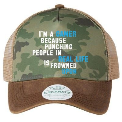 I'm A Gamer Because Punching People Legacy Tie Dye Trucker Hat