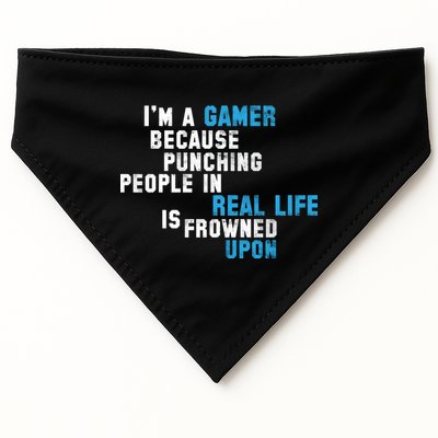 I'm A Gamer Because Punching People USA-Made Doggie Bandana