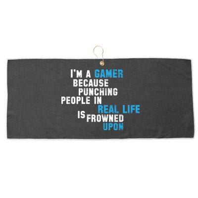 I'm A Gamer Because Punching People Large Microfiber Waffle Golf Towel