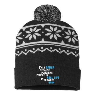 I'm A Gamer Because Punching People USA-Made Snowflake Beanie