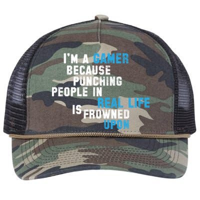 I'm A Gamer Because Punching People Retro Rope Trucker Hat Cap