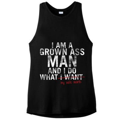 I'm A Grown Man And I Do What My Wife Wants Ladies PosiCharge Tri-Blend Wicking Tank